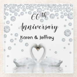 ダイヤモンド結婚の創立60周年記念カップル ガラスコースター