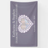 ダイヤモンド結婚の記念日のグレーバナー 横断幕 (縦)