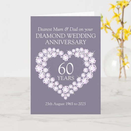 ダイヤモンド結婚の記念日の母親とパパカード カード (黄色い花)