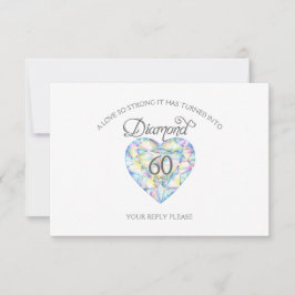 ダイヤモンド結婚の記念日の水の色絵画のRS 出欠カード