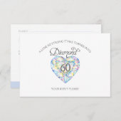 ダイヤモンド結婚の記念日の水の色絵画のRS 出欠カード (正面/裏面)