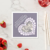 ダイヤモンド結婚の記念日ハート写真のナプキン スタンダードカクテルナプキン (インサイチュ)