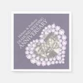 ダイヤモンド結婚の記念日ハート写真のナプキン スタンダードカクテルナプキン (正面)