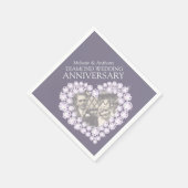 ダイヤモンド結婚の記念日ハート写真のナプキン スタンダードカクテルナプキン (角)