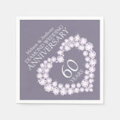 ダイヤモンド結婚の記念日ハート名ナプキンス スタンダードカクテルナプキン (正面)