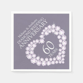 ダイヤモンド結婚の記念日ハート名ナプキンス スタンダードカクテルナプキン