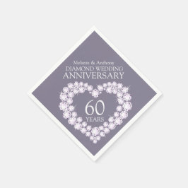 ダイヤモンド結婚の記念日ハート名ナプキンス スタンダードカクテルナプキン