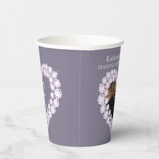 ダイヤモンド結婚の60周年記念写真グレー 紙コップ (右)