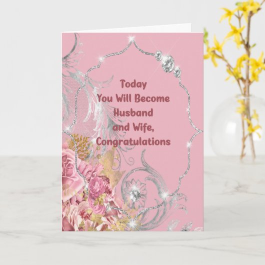 ダイヤモンド結婚を使用したおめでとうのカーフェイクド カード (黄色い花)