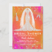 ダイヤモンド結婚ズドレスインディアンブライトブライダルシャワー 招待状 (正面)