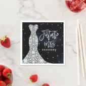 ダイヤモンド結婚ズドレスブルーモダンブライダルシャワー スタンダードカクテルナプキン (インサイチュ)