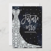 ダイヤモンド結婚ズドレスブルーモダンブライダルシャワー 招待状 (裏面)