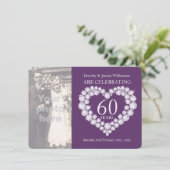 ダイヤモンド結婚ハートの写真60年のパーティー招待状 招待状 (スタンド正面)