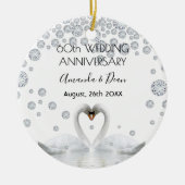 ダイヤモンド結婚創立60周年の白鳥 セラミックオーナメント (正面)