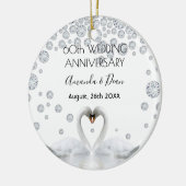 ダイヤモンド結婚創立60周年の白鳥 セラミックオーナメント (左)