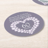ダイヤモンド結婚記念日のハートコースター ラウンドペーパーコースター (アングル)