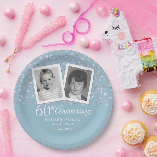 ダイヤモンド結婚記念日の子ども向け60周年写真  ペーパープレート (パーティー)