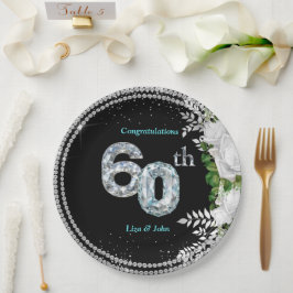 ダイヤモンド結婚記念日60周年お祝い ペーパープレート