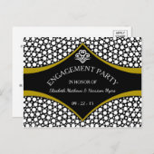 ダイヤモンド結婚金ゴールド婚約招待状 インビテーションポストカード (正面/裏面)