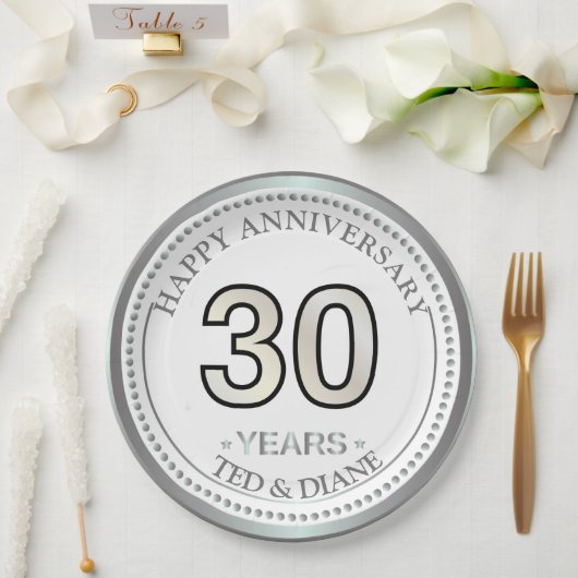 ダイヤモンド結婚30周年記念紙皿 ペーパープレート (ウェディング)