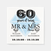 ダイヤモンド結婚60周年お祝い Mr Mrs Right スタンダードカクテルナプキン (正面)