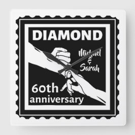 ダイヤモンド結婚60周年伝統的 スクエア壁時計