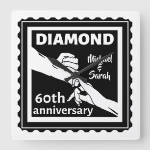 ダイヤモンド結婚60周年伝統的 スクエア壁時計