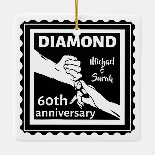 ダイヤモンド結婚60周年伝統的 セラミックオーナメント (裏面)