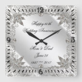 ダイヤモンド結婚60周年記念の時計 スクエア壁時計 (正面)