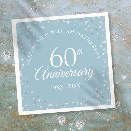 ダイヤモンド結婚60周年記念ハートのコンフェティ スタンダードカクテルナプキン