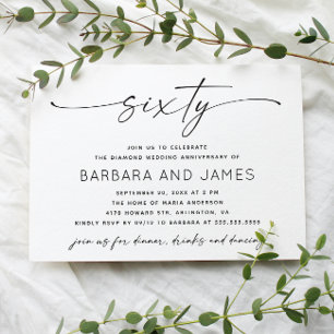 ダイヤモンド結婚60周年。ミニマル写真 招待状