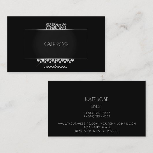 ダイヤモンド結晶ブラックシルバーケーキデザイナー 名刺 (正面/裏面)