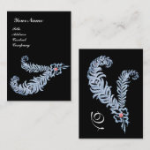 ダイヤモンド羽モノグラム，ピンク 名刺 (正面/裏面)