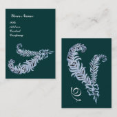 ダイヤモンド羽モノグラム、青い緑 名刺 (正面/裏面)