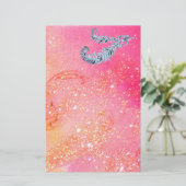 ダイヤモンド羽毛の魔法金ゴールド 便箋 (スタンド正面)