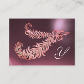 ダイヤモンド羽毛モノグラムピンクバイオレットパープル 名刺 (裏面)