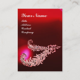 ダイヤモンド羽毛モノグラム、赤ブルゴーニュRubyパール 名刺