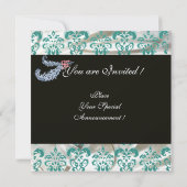 ダイヤモンド羽金ゴールドブルーシルクダマスモノグラム 招待状 (裏面)