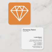 ダイヤモンド記号 – オレンジ色の白 スクエア名刺 (正面/裏面)