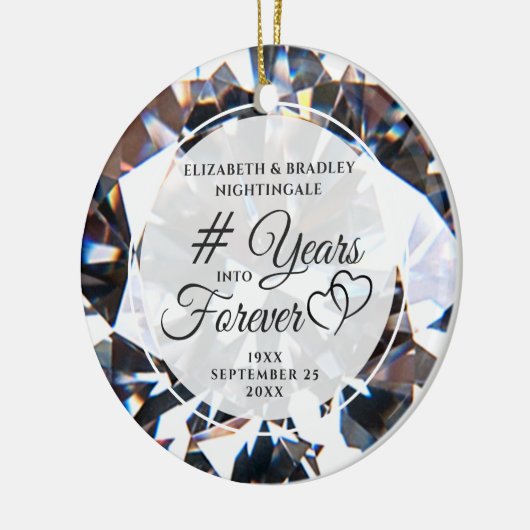 ダイヤモンド記念日の写真年を永遠に セラミックオーナメント (左)