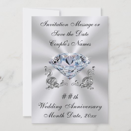 ダイヤモンド記念日招待状または日付の保存 招待状 (正面)