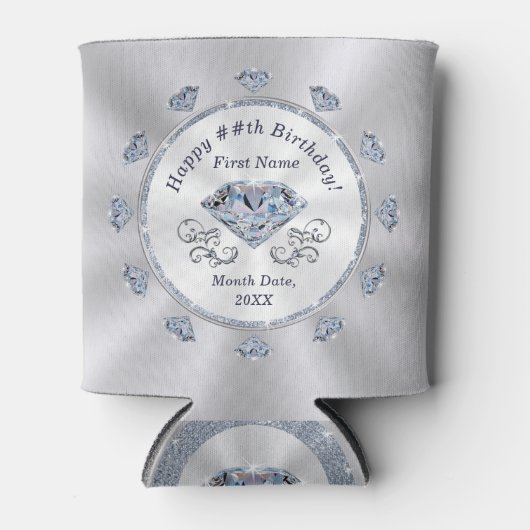 ダイヤモンド誕生日会の好意パーソナライズされた、 缶クーラー (正面)