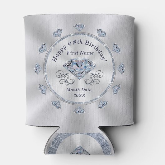 ダイヤモンド誕生日会の好意パーソナライズされた、 缶クーラー (裏面)