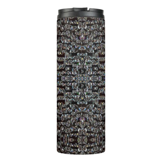 ダイヤモンド輝くパターエレガントンの宝石シルバーブラック タンブラー (裏面)