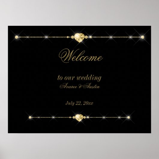 ダイヤモンド金ゴールドとグリッター結婚のポスター ポスター (正面)