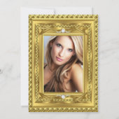 ダイヤモンド金ゴールドエレガントな誕生日パーティーの写真 招待状 (裏面)