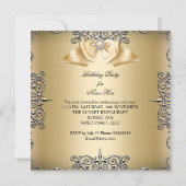 ダイヤモンド金ゴールドクリームボウシルバーエレガント誕生日 招待状 (裏面)