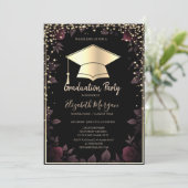 ダイヤモンド金ゴールドグラッドキャップダークレッドローゼズ卒業 招待状 (スタンド正面)