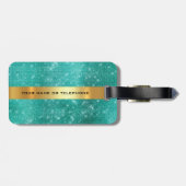 ダイヤモンド金ゴールドシークインティール(緑がかった色)極小主義 ラゲッジタグ (裏面横)