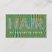 ダイヤモンド金ゴールドダークティール（緑がかった色）美容師美容師 名刺 (正面)